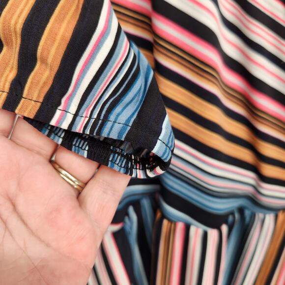Lane Bryant Multicolor Illusion Stripe Peplum Tunic Faux Wrap Plus Women's 22/24 - Picture 8 of 11
